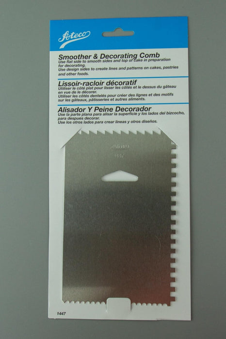 Ateco Smoother and Decorating Comb - Stainless Steel