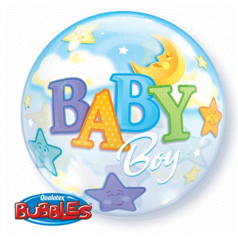 Baby Boy Blue Dots Bubble Balloon 22"/55cm