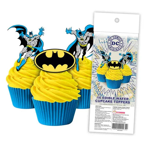 Batman Edible Wafer Cupcake Toppers 16 Piece Pack