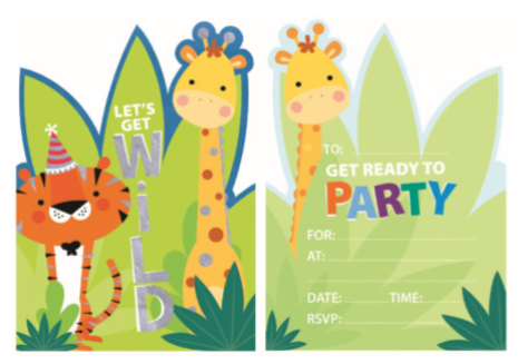 Jungle Safari 8 Pack Invitations