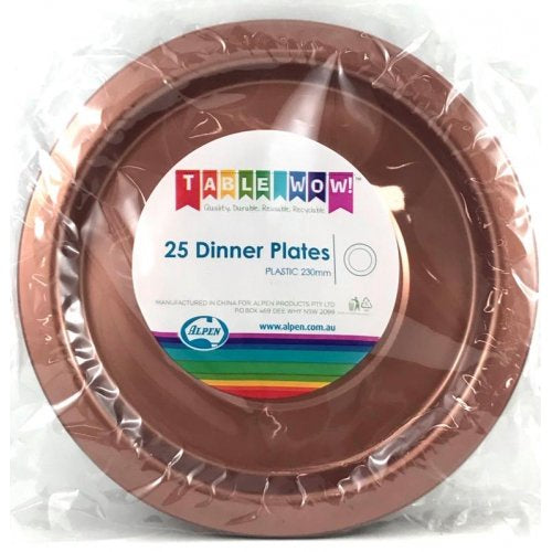 Plastic Dinner Plate 25 Pack - Rose Gold
