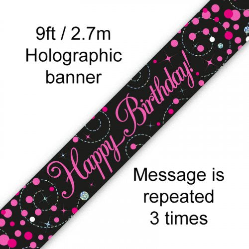 Sparkling Fizz Pink Birthday Banner 2.7m