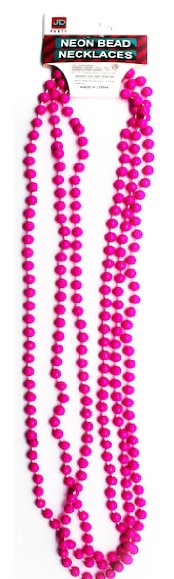 Neon Hot Pink Bead Necklaces Pack Of 3