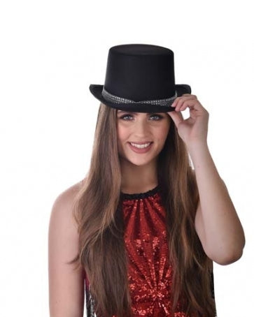 Lincoln Top Hat Black Velvet With Diamante Band