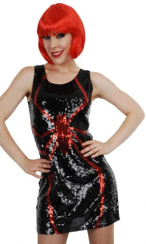 Black Dress With Red Spider Sequin Dress