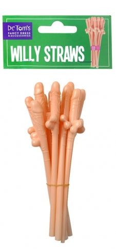 Willy Sipping Straws-Flesh Tone Pack Of 10