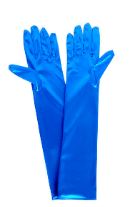 Blue Satin Gloves