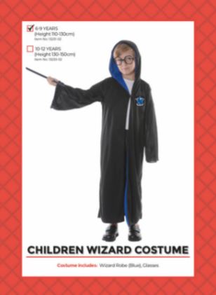 Children's Wizard Costume 6-9 Years