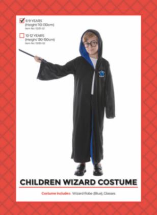 Childrens Wizard Costume 6-9 Years