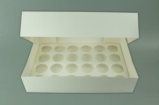 Display Cupcake Box With Insert - Standard - 24 Cupcakes 4" High - White