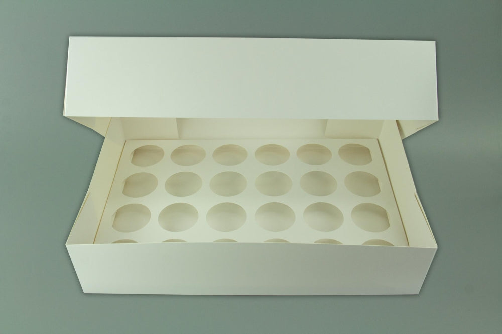 Display Cupcake Box With Insert - Standard - 24 Cupcakes 4" High - White
