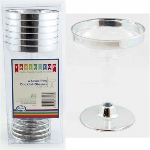 Cocktail Glasses Silver Trim Pack Of 6
