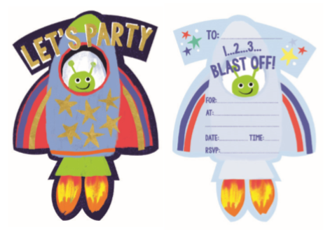 Rocket Ship 8 Pack Invitations — Red Fox Party Supplies