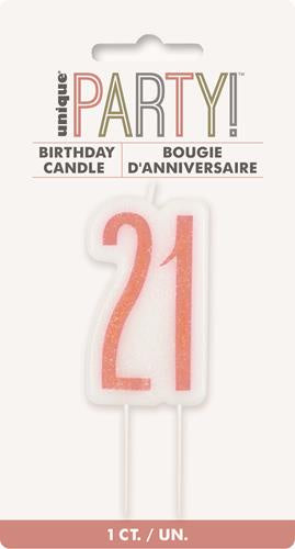 Rose Gold White 21 Candle
