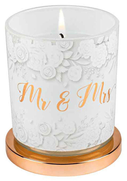 Mr & Mrs candle Vanilla 45hr burn time 9x8cm