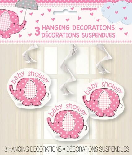 Swirl Decorations Pink Elephants Pack of 3