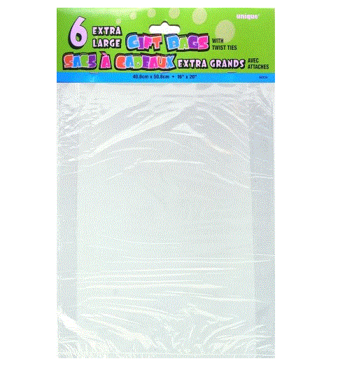 6 Large Cello Bags - Clear