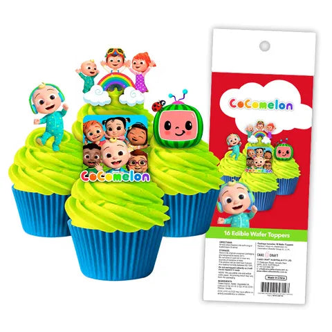 Cocomelon Edible Wafer Cupcake Toppers 16 Piece Pack