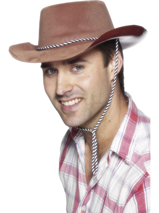 Brown Flocked Cowboy Hat