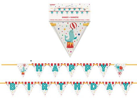 Circus Carnival Happy Birthday Flag Banner