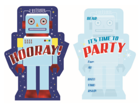Robot 8 Pack Invitations