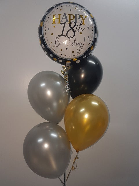 Dazzling Adult Birthday Foil 5 Balloon Bouquet