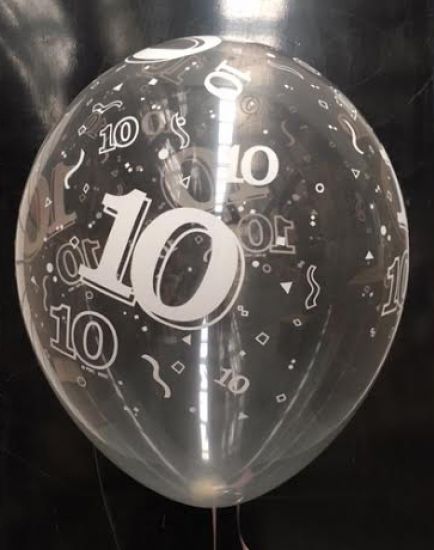 Number 10 Diamond Clear Latex Balloon 28 cm