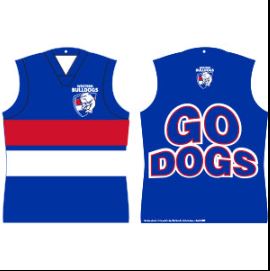 Western Bulldogs Guernsey Mobile ,2 sided,400x290mm,420gsm Gloss Board