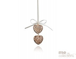 Double Miniature Metal Hearts in Rose Gold