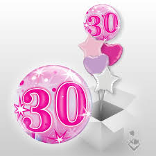 30th Pink Starburst Sparkle Bubble 22''/56cm