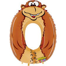 Monkey Number 0 40''/102cm Foil Balloon