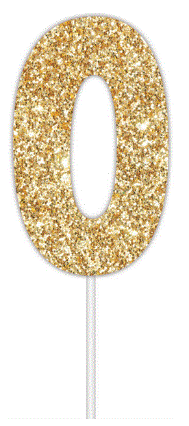 Cake Topper Glitter Gold Number 0