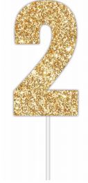 Cake Topper Glitter Gold Number 2