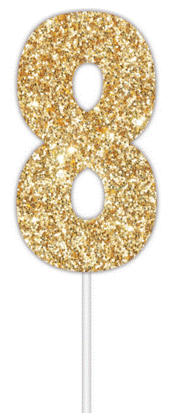 Cake Topper Glitter Gold Number 8