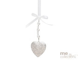 Silver Heart Drop With Glass Beads