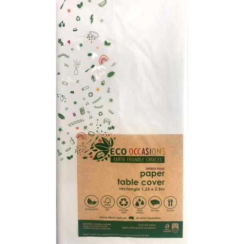 Eco Tablecover Paper Rectangle 250x125cm White