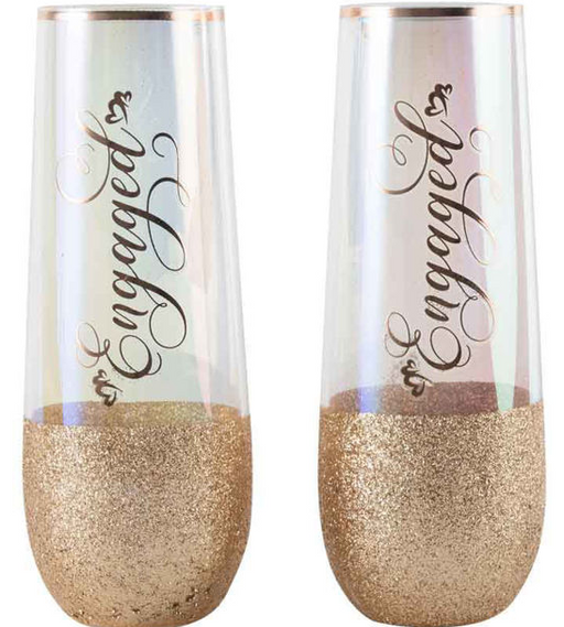Engaged Stemless Champagne Glass