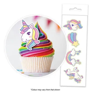 Unicorn Edible Wafer Cupcake Toppers  16 Piece Pack