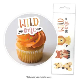 Wild One  Edible Wafer Cupcake Toppers  16 Piece Pack
