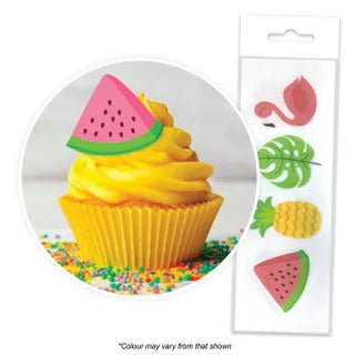 Tropical  Edible Wafer Cupcake Toppers  16 Piece Pack