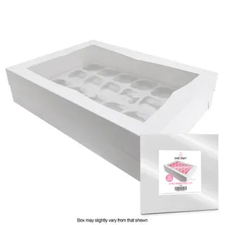 Display Cupcake Box With Insert - Standard - 24 Cupcakes 4" High - White
