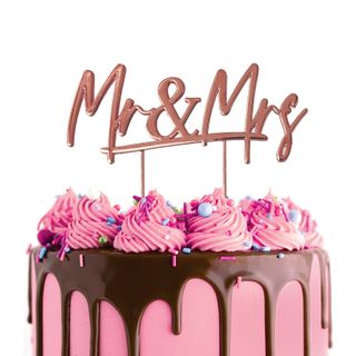 Rose Gold Mr & Mrs Metal Cake Topper