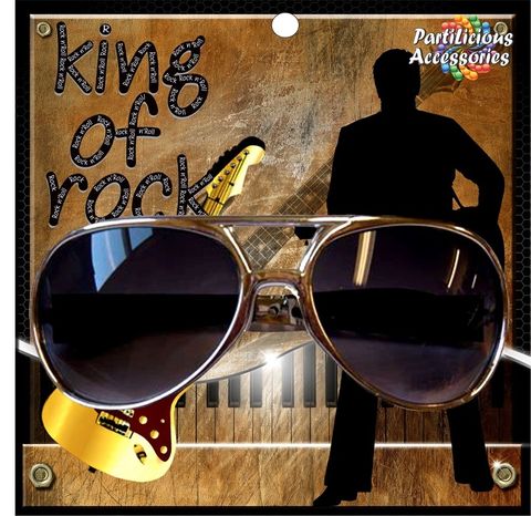 Elvis King Of Rock Gold Glasses