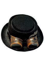Black Steampunk Hat With Brown Goggles