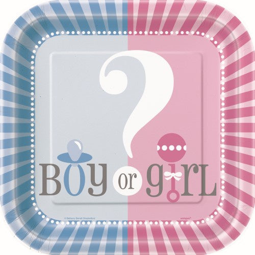 Baby Reveal 7 inch Square Paper Plates