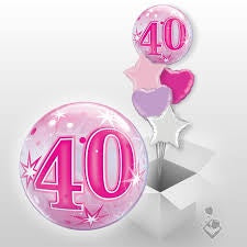 40th Pink Starburst Sparkle Bubble Balloon 22''/56cm