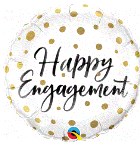 Happy Engagement Gold Dots Foil Balloon 18"