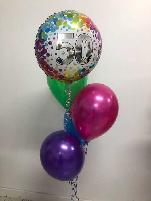 Dazzling Adult Birthday Foil 5 Balloon Bouquet
