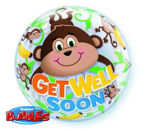 Get Well Soon Monkeys Bubble Balloon 22''/56cm