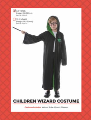 Childrens Wizard Costume 6-9 Years
